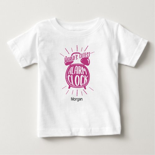 Pink Hand_drawn Worlds Cutest Alarm Clock Baby T_Shirt