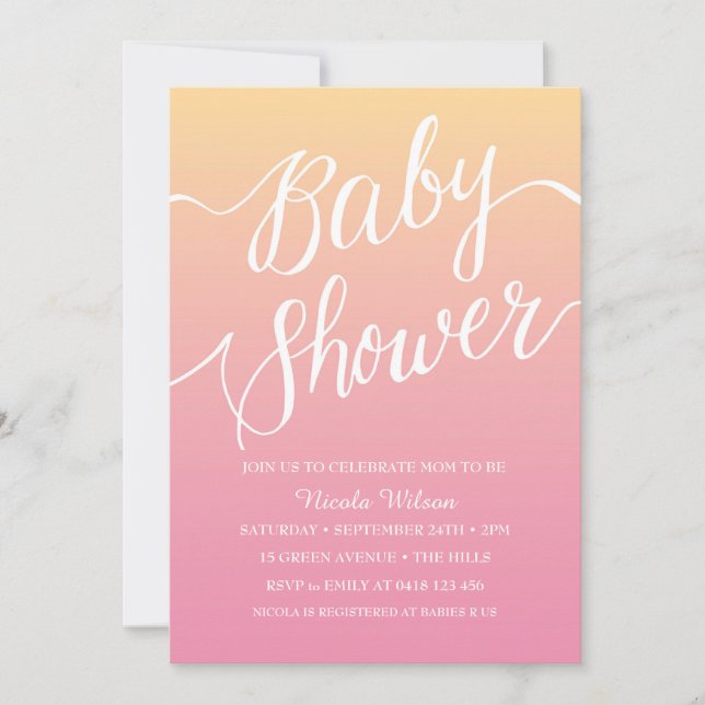 Pink Hand Lettered Baby Shower invitation (Front)