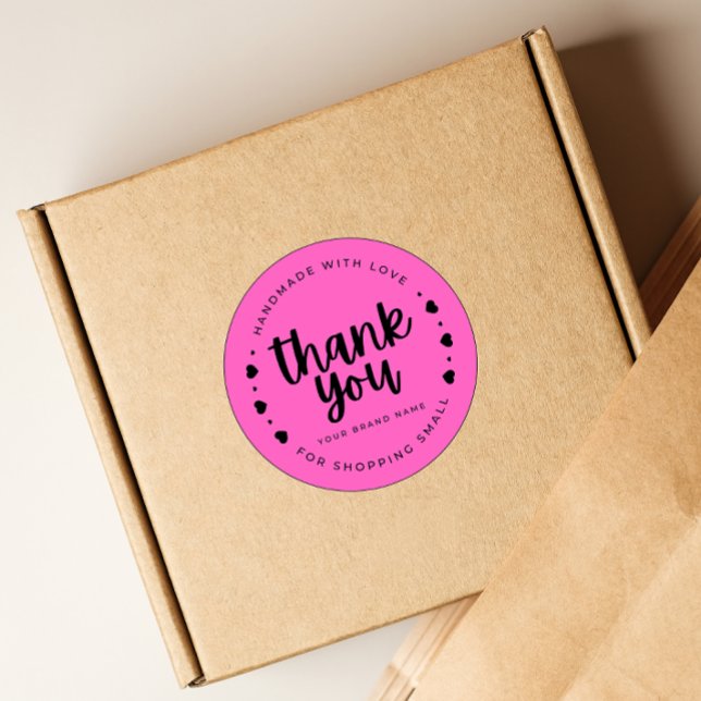 PINK HAND-MADE WITH LOVE THANK YOU STICKERS (Creator Uploaded)
