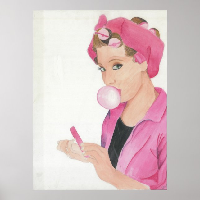 Pink Hand Painted Art Print Wall Poster Painting (Front)