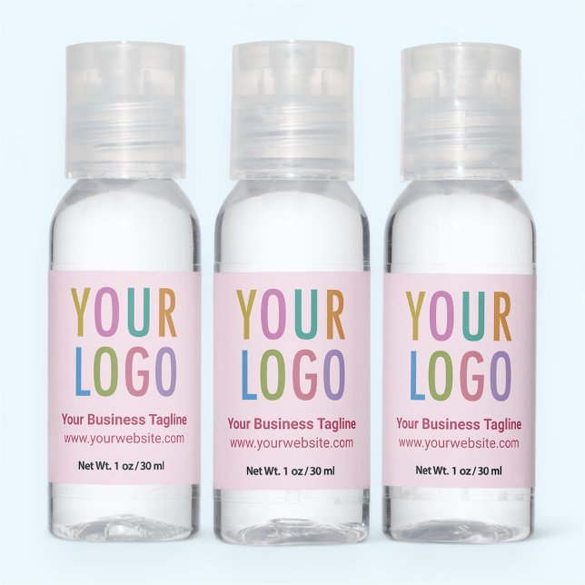 Pink Hand Sanitizers Custom Logo 1 oz Travel Size (MISOOK Light Pink Citrus Hand Sanitizer Gel with Logo 12 Pack)