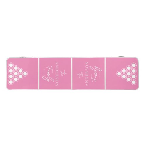Pink Hand Written Family Name Beer Pong Table