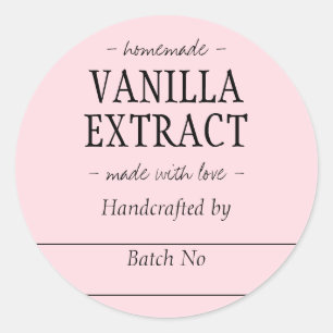 Pink Handcrafted Vanilla Extract Kitchen Jar Classic Round Sticker