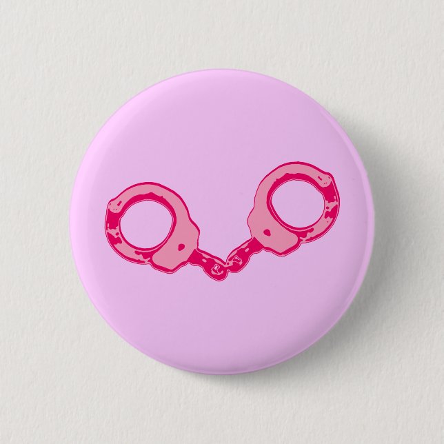 Pink Handcuffs Pinback Button (Front)