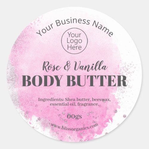 Pink Handmade Body Butter Scrub Logo Label