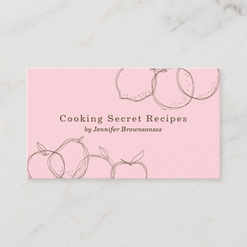Pink handmade fruit sketch bakery recipe business card