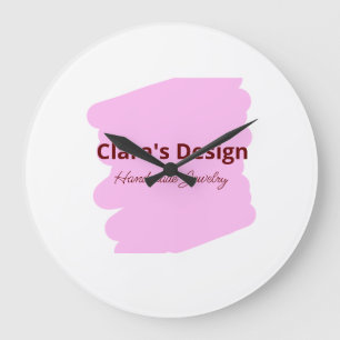 Pink handmade jewelry add name text girly business large clock
