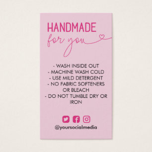Pink Handmade Wash Instructions Social Media