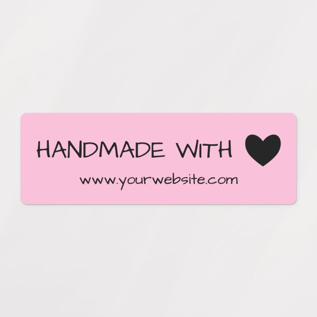 Pink Handmade with Love Black Heart Labels (Design 1)