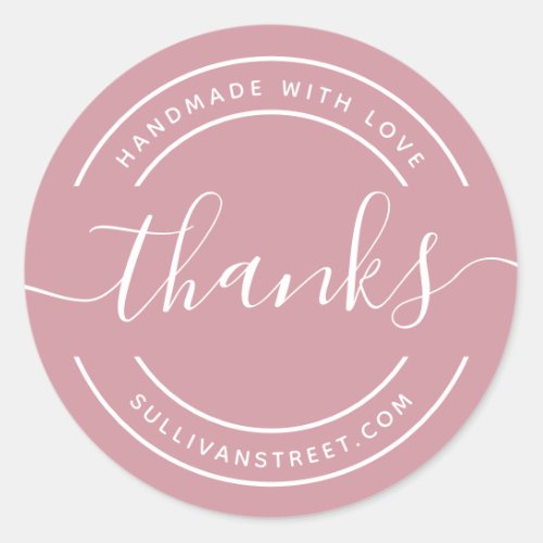 Pink Handmade with Love Thanks  Classic Round Sticker