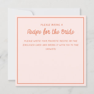 Pink Handwriting Retro Recipe Bridal Shower Invit Invitation