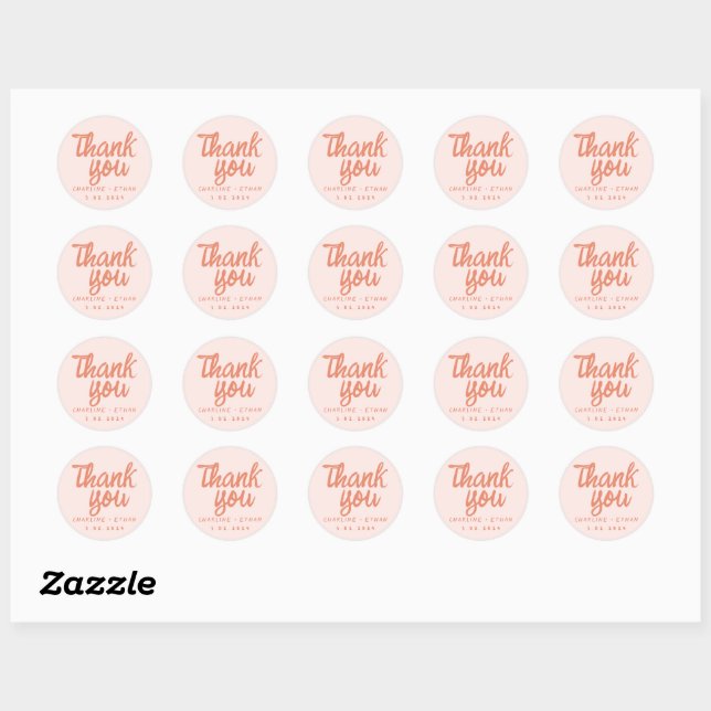 Pink Handwriting RetroWedding Rectangular Sticker (Sheet)