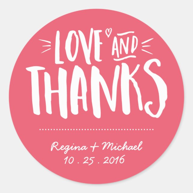 Pink Handwriting Script Wedding Thank You Sticker (Front)