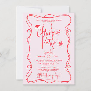 Pink Handwritten Christmas Party Invitation