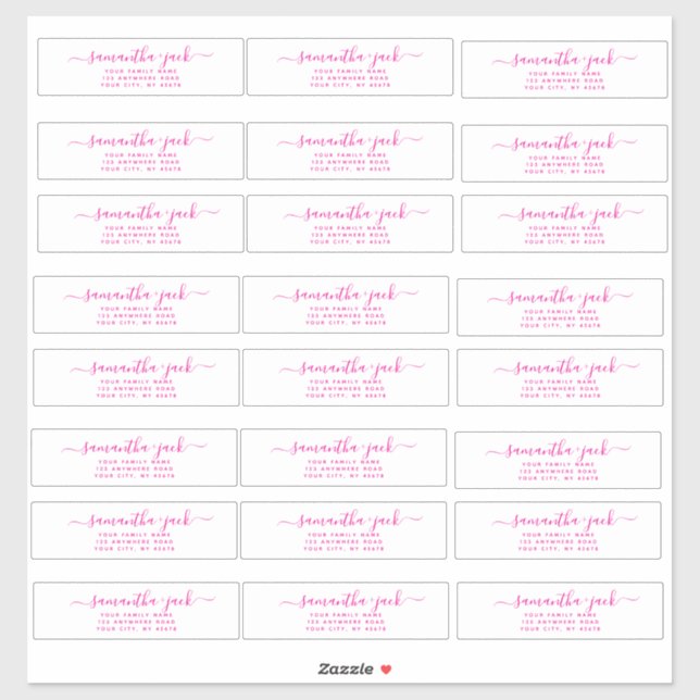 Pink Handwritten Different Return Address Sticker (Sheet)