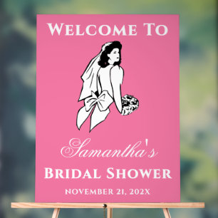 Pink Handwritten Script Bridal Shower Welcome Acrylic Sign