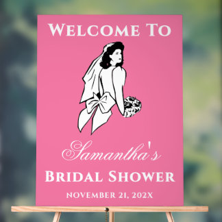 Pink Handwritten Script Bridal Shower Welcome Acrylic Sign