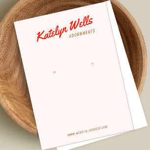 Pink Handwritten Typography Earring Display Card