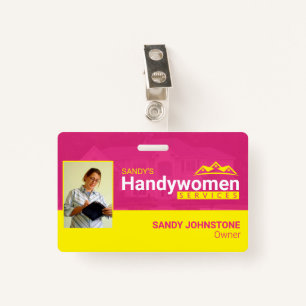 Pink Handywomen Business Metal Clip Badge