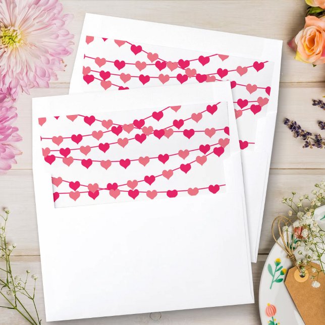 Pink Hanging String Love Hearts Envelope Liner (Creator Uploaded)