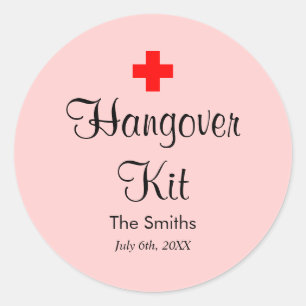 Pink Hangover Kit Modern Wedding Favor Sticker