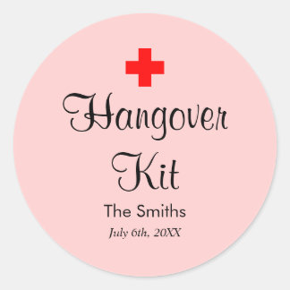 Pink Hangover Kit Modern Wedding Favor Sticker