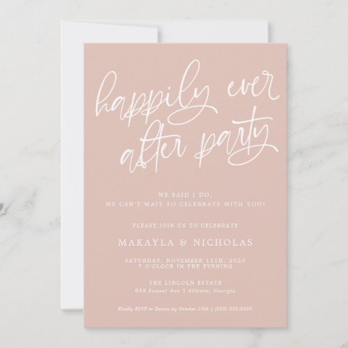 Pink Happily Ever After Party Wedding Reception Invitation