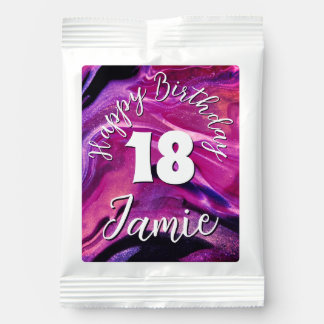 Pink Happy 18th Birthday & Personalized Name Hot Chocolate Drink Mix