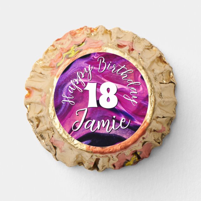 Pink Happy 18th Birthday & Personalized Name Reese's Peanut Butter Cups (Front)