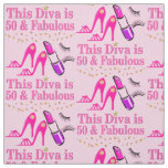 PINK HAPPY 50TH FABULOUS DIVA FABRIC