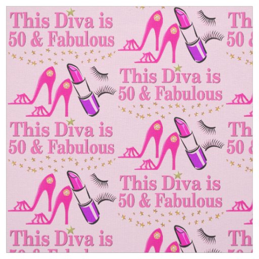 PINK HAPPY 50TH FABULOUS DIVA FABRIC