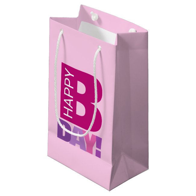 Pink Happy Bday Small Gift Bag