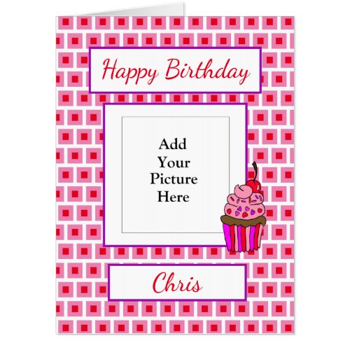 Pink Happy Birthday Add Your Photo Huge Card