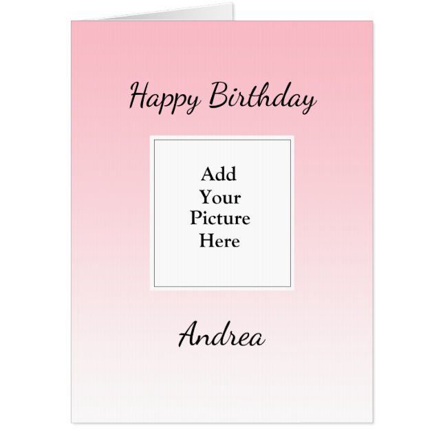 Pink Happy Birthday Add Your Photo Jumbo Card (Front)