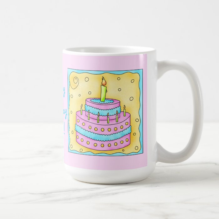 Pink Happy Birthday Cake Mug