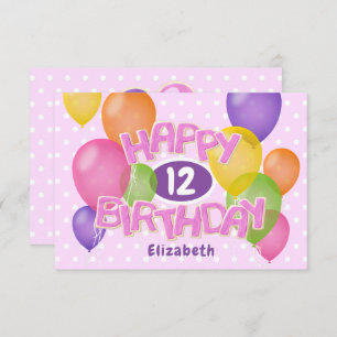 pink happy birthday cutout cookies w balloons card