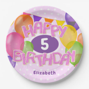 pink happy birthday cutout cookies w balloons paper plates