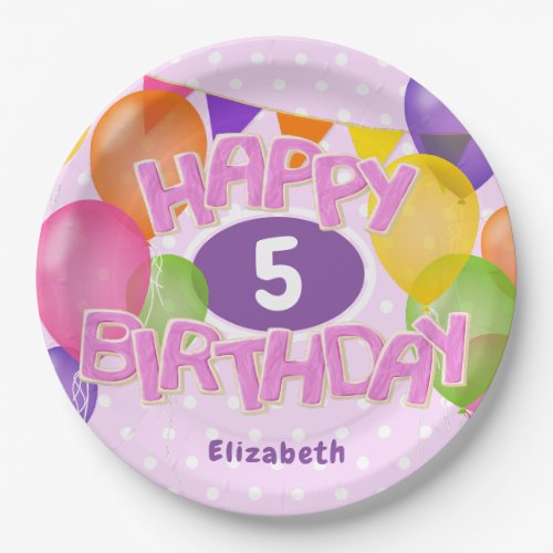pink happy birthday cutout cookies w balloons paper plates