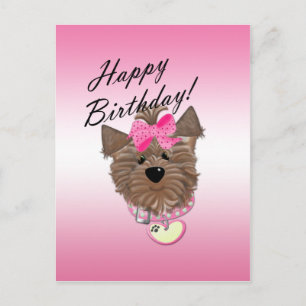 Pink Happy Birthday Dog Postcard