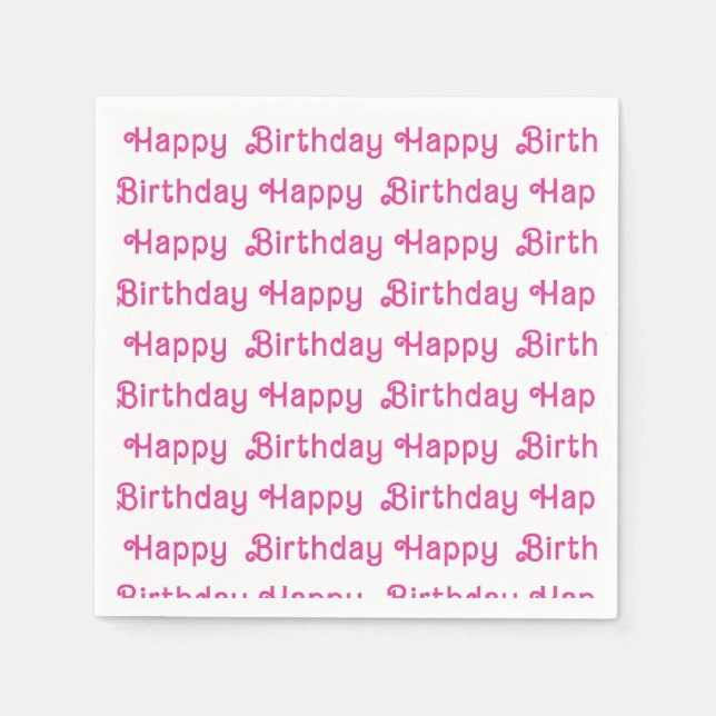 Pink Happy Birthday Party Plates Napkins (Front)
