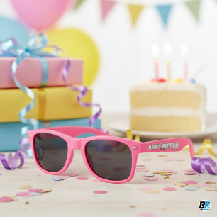 Pink Happy Birthday Party Sunglasses for Kids & Ad