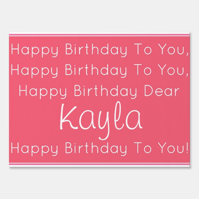 Pink Happy Birthday Song Yard Sign (Front)