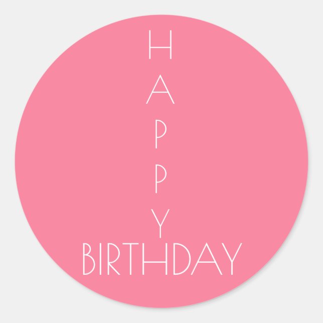 Pink Happy Birthday Sticker (Front)