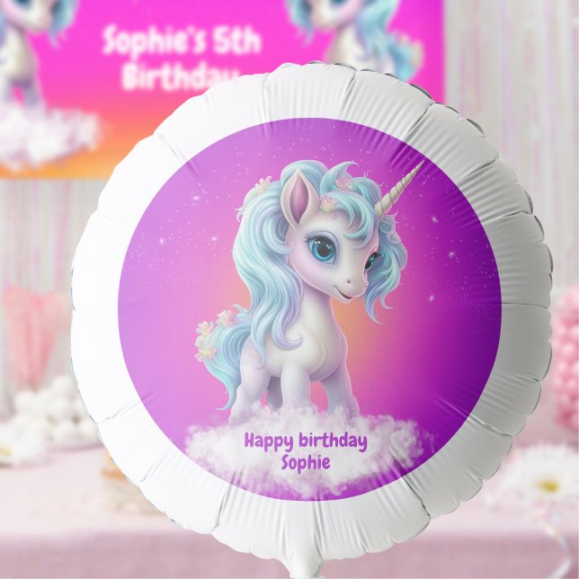 Pink Happy birthday Unicorn,cloud,text Helium Bal Balloon (Creator Uploaded)