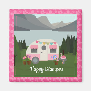 Pink Happy Camper Glampers Magnet