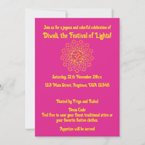 Pink Happy Diwali _ Celebration Invitation