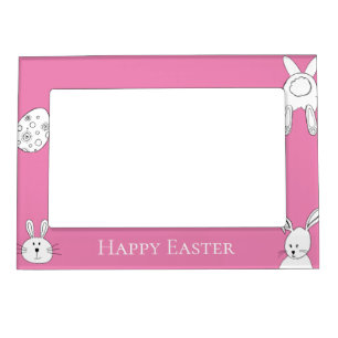Pink Happy Easter Bunnies Magnetic Frame