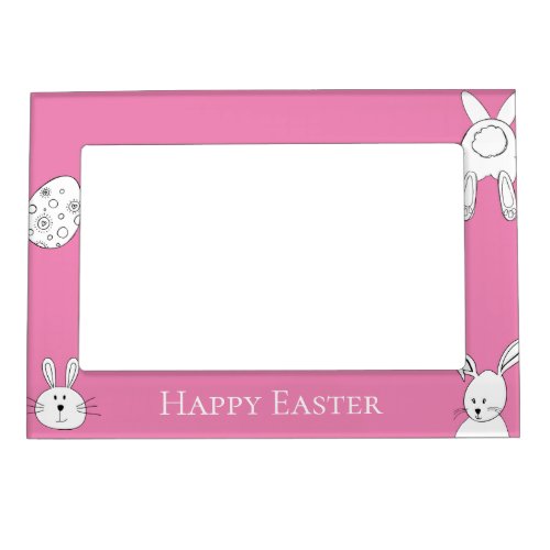 Pink Happy Easter Bunnies Magnetic Frame