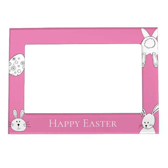 Pink Happy Easter Bunnies Magnetic Frame (Front)