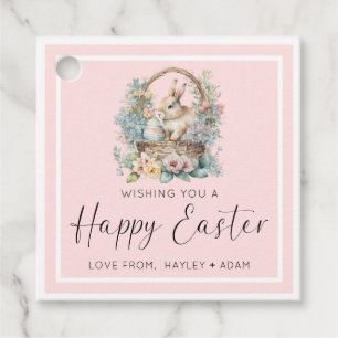 Pink Happy Easter Bunny Favor Tags